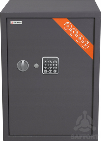Kasafortë Brihard Business XL me bravë elektronike, 50x35x36cm, gri titanium
