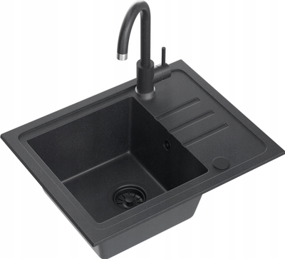 Lavaman kuzhine Quadron BEN 116 me rubinet KATE, granit, 55x44x17.5 cm, i zi me pika