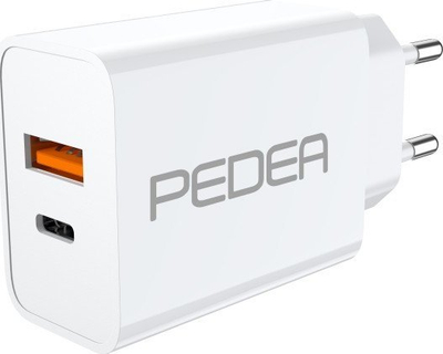 Karikues PEDEA Fast Charger Dual, 20W, USB A edhe USB C, i bardhë
