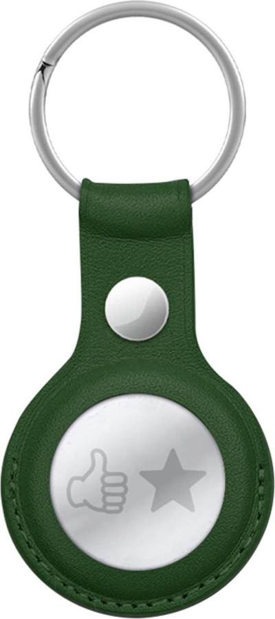 Mbajtëse çelësash Crong Leather Case me unazë, për Apple AirTag, lëkurë, jeshile