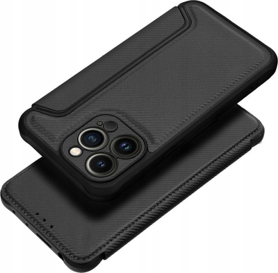 Këllëf libri Razor për iPhone 16 Pro, lëkurë eco, xhep për kartë, i zi
