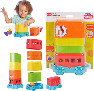 Lodër edukative Tomy Toomies Pyramid Bus, autobus piramidë, për kalamaj 12m+