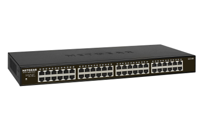 Switch rrjeti NETGEAR GS348, 48 porta Gigabit, i pamenaxhuar, i zi