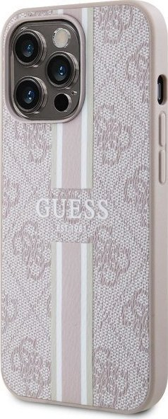 Mbulesë telefoni Guess GUHMP13XP4RPSP për iPhone 13 Pro Max, koleksioni 4G Printed Stripes, me MagSafe, rozë