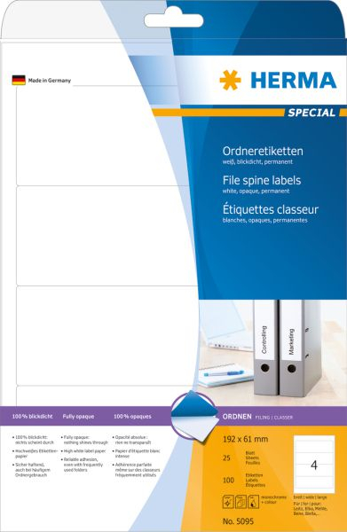 Etiketa vetëngjitëse Herma Special 5095, A4, letër mat, 100 copë, të bardha