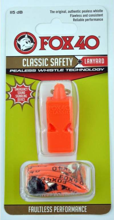Спортска свирка Fox 40 Classic, со врвка, портокалова