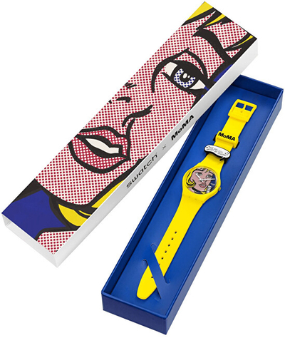 Orë dore SWATCH Reverie by Roy Lichtenstein SO28Z117, e verdhë