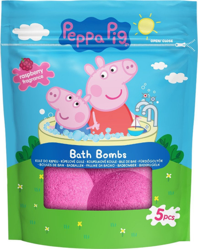 Бомби за бања Peppa Pig, арома малина, 5x50g, розева