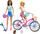 Set lodrash Barbie HJY84, 2 kukulla me biçikletë dhe skateboard, me këlysh qeni, shumëngjyrësh