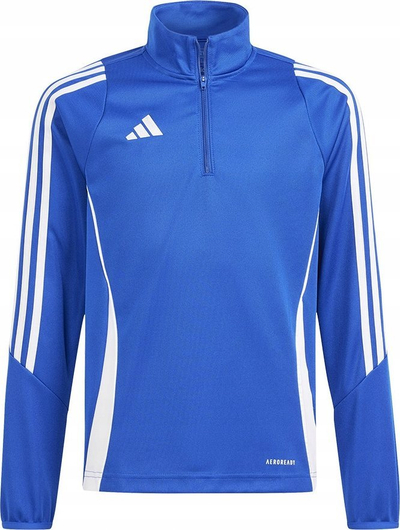 Bluzë trajnimi për kalamaj Adidas Tiro 24 Training Top Jr IR9364, poliester, me zinxhir gjysmë, blu