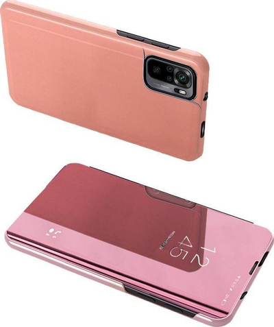 Mbulesë telefoni Clear View për Xiaomi Poco M4 Pro 5G, flip cover, me stand, rozë