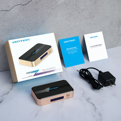 Ndarës HDMI Vention, 1 në 4, 4K 30Hz, gold e zezë