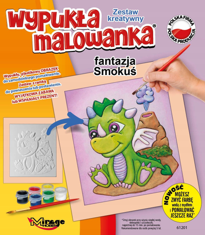 Set pikturimi 3D Mirage Hobby Fantasy Little Dragon, me bojra uji, për kalamaj 5+