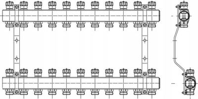 Manifold ngrohje Perfexim PHA-109A, 11 qarqe, PN10, bronx