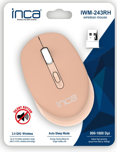 Mouse wireless Inca IWM-243RH, 1600 DPI, 2.4GHz, krem