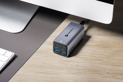 Karikues murale Forcell GaN3, 100W, 2x USB C 2x USB A, kabllo 1.5m