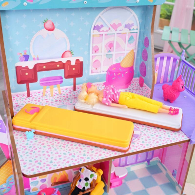 Shpi kukullash KidKraft Candy Castle, dru, 120cm, 28 aksesorë, shumëngjyrëshe