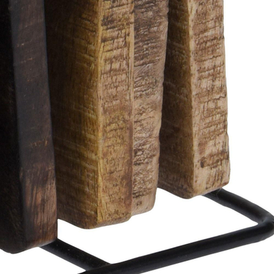 Set nënshtrues druri Home Styling Collection, 6 copë, me mbajtëse metalike, kafe