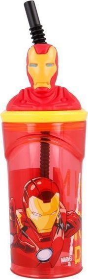 Shishe pijesh Marvel Avengers Iron Man, 360ml, me pip 3D, e kuqe