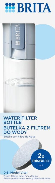 Shishe filtruese uji Brita Vital Light, 600ml, plastike pa BPA, blu e çelët