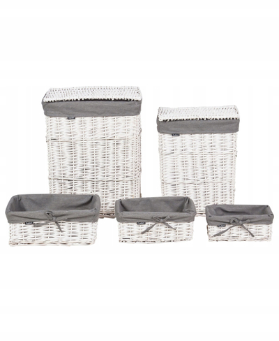 Set shporta Beliani Ella, 5 copë, dru shelgu, gri