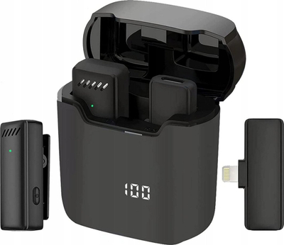 Mikrofon wireless lavalier S11, lidhje Lightning, kuti karikimi, i zi