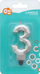 Qiri për torte Godan Diamond, numri 3, 7.6 cm, argjend metalik