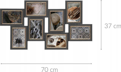 Kornizë kollazh Atmosphera Rafael Grey, 8 foto 10x15 cm, 37x70 cm, gri me beige