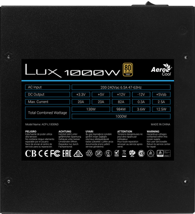 Furnizues energjie Aerocool LUX, 1000W, 80Plus Gold, i zi