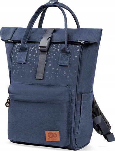 Çantë shpine për ndrim pelenash Kinderkraft Moonpack, me plot xhepa, me dyshek portativ, denim blu