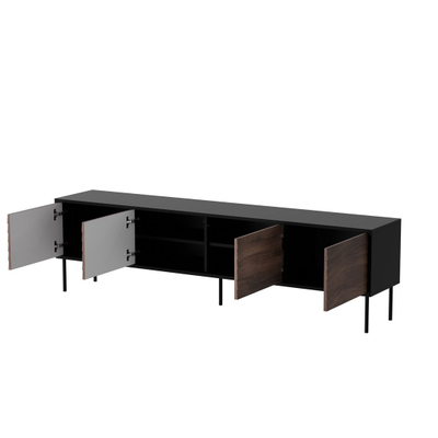 Komodinë TV Cama CORTINA 4D, 200x40x55 cm, e zezë walnut