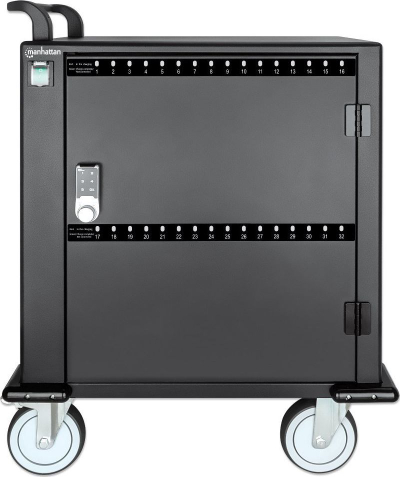 Количка за полнење Манхетен MH 32 USB C PD, 576W, 32 порти, црна