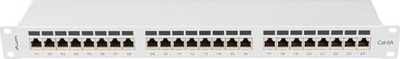 Patch panel Lanberg PPSA-1024-S, 24x RJ-45 Cat.6A, 1U 19", gri