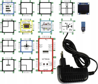 Set eksperimental Brick R Knowledge Internet of Things IoT, sensor temperature dhe lagështie, ekran LCD, shumëngjyrësh