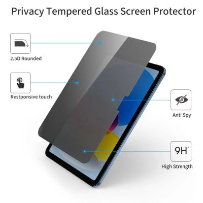 Заштитно стакло Tech-Protect Glass Spy+, iPad 10.9" 2022 11" 2025, приватност, црно