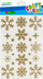 Ngjitëse zbukurimi Craft with Fun Christmas Snowflakes, forma dëboresh me shkëlqim, ngjyrë ari