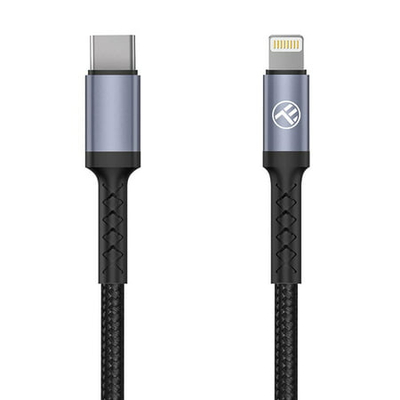 Kabllo karikimi Tellur Type C në Lightning, 1m, PD 18W, najlon i zi