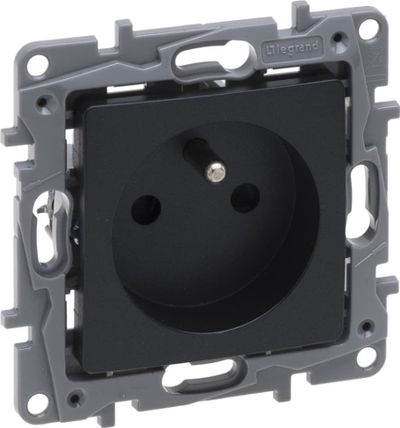 Prizë Legrand Niloe Selection 762227, 2P+E 16A 250V, me shutter, antracit