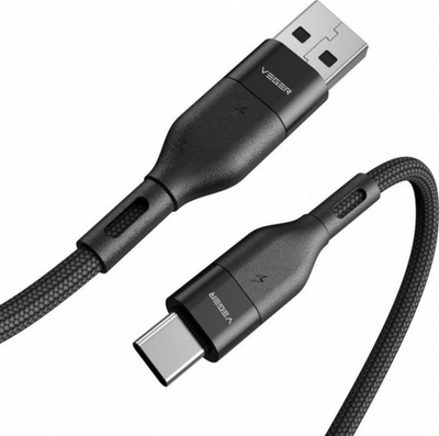 Kabllo Veger AC03 USB A në Type C, PD 5A 100W, 1.2 m, e zezë