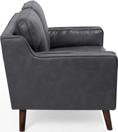 Divan dyshe Beliani Lokka, lëkurë sintetike, stil mid century, gri