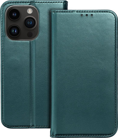 Kabullë telefoni Smart Magneto për iPhone 14 Pro Max, me kapak portofol, me magnet, jeshile e errët