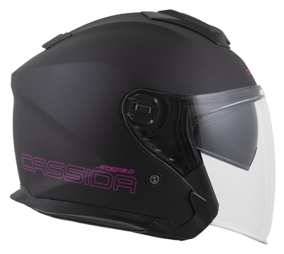 Helmetë jet CASSIDA Jet Tech 2.0 Solid, polikarbonat, e zezë mat me rozë