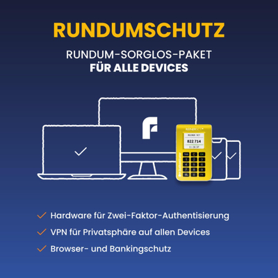 Pajisje sigurie REINER SCT Authenticator, 2FA TOTP, paketë F‑Secure Total 1 vit 3 pajisje, e verdhë