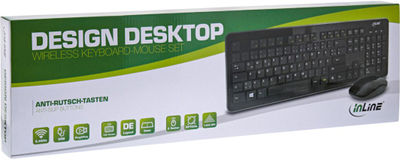Set tastierë dhe mausi InLine Design Desktop, wireless 2.4GHz, 1600 dpi, i zi