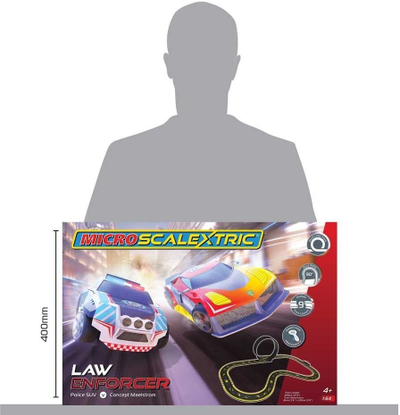 Pistë gare Scalextric Micro Scalextric Law Enforcer, shkalla 1:64, gjatësi 4m, shumëngjyrëshe