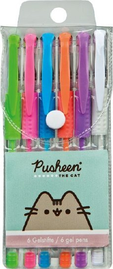 Set stilolapsa xhel Pusheen Colorful, 6 copë, me kuti, shumëngjyrëshe