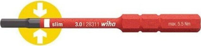 Bit elektrik Wiha slimBit hexagonal 4x75mm, i izoluar, i zi