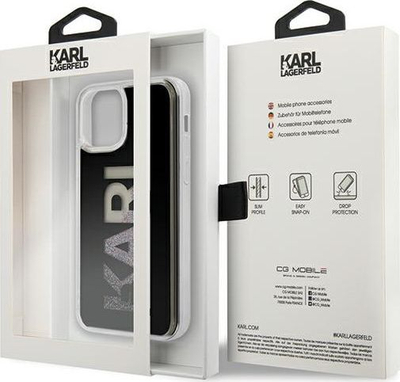 Kapak telefoni Karl Lagerfeld KLHCP12SKLMLBK, për iPhone 12 Mini 5.4", logo me shkëlqim, i zi