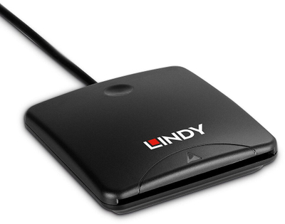 Читач на картички LINDY USB 2.0 Smart Card Reader, USB 2.0, компактен, црн