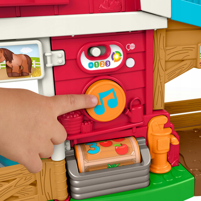 Lodër edukative Fisher Price Little People Music Farm Animal Care JGX10, fermë muzikore interaktive, shumëngjyrëshe